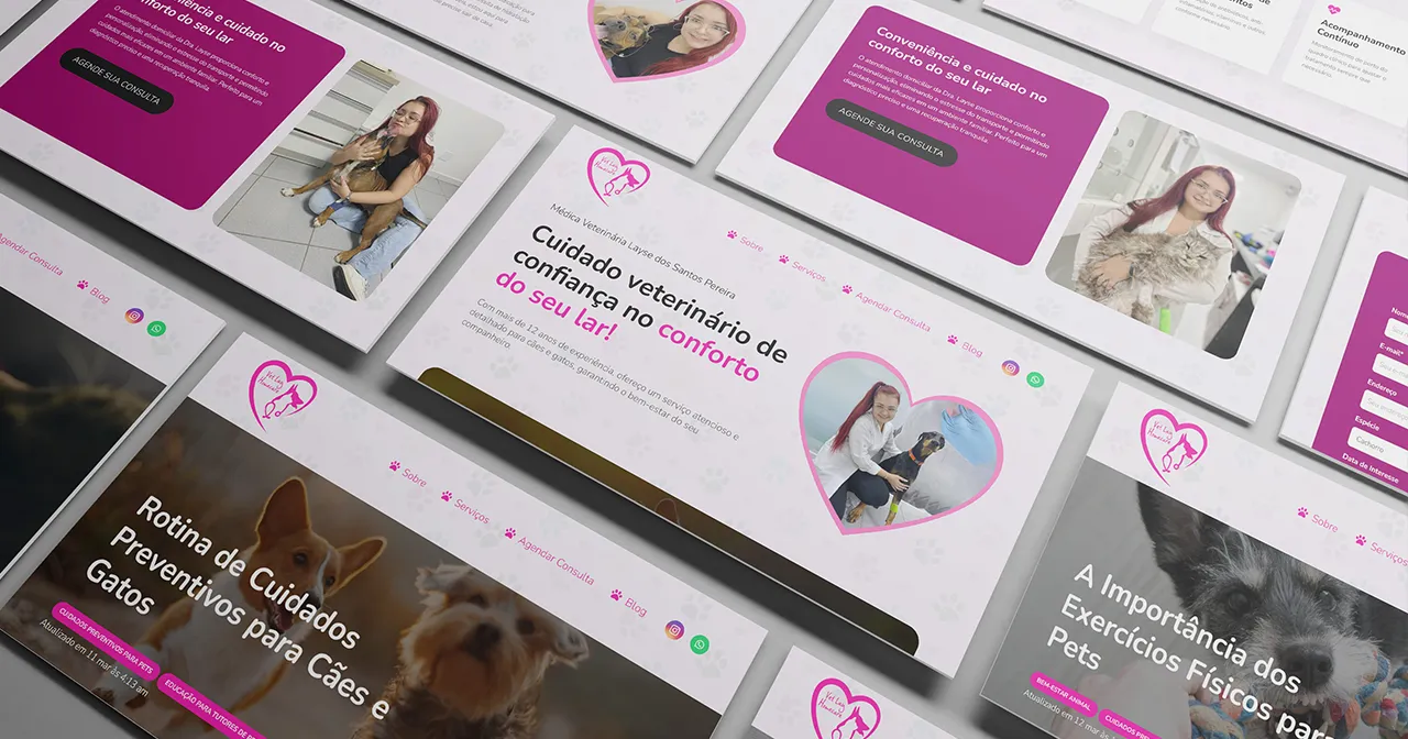 Montagem de telas acessando o site da Vetlay desenvolvido por mim Raphael